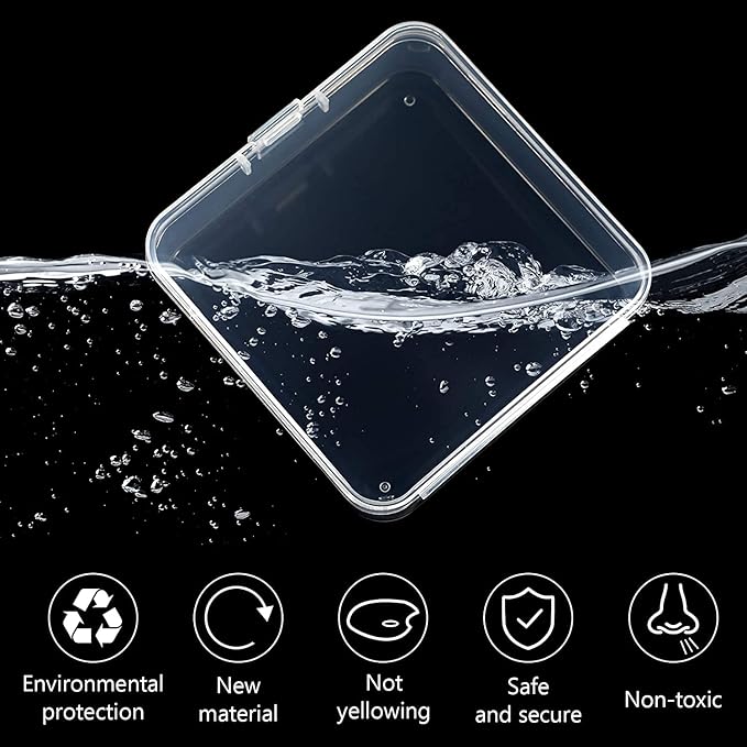 6 Pieces Mini Plastic Clear Beads Storage Containers Box for Collecting Small Items, Beads, Jewelry, Business Cards, Game Pieces, Crafts (3.3 x 3.3 x 1.1 Inch)