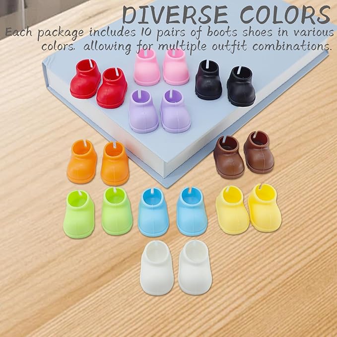 8 Pair 17cm Doll Shoes - Fashionable Mini Boots for 6.7in Dolls, Assorted Colors, PVC Material,Doll Accessories