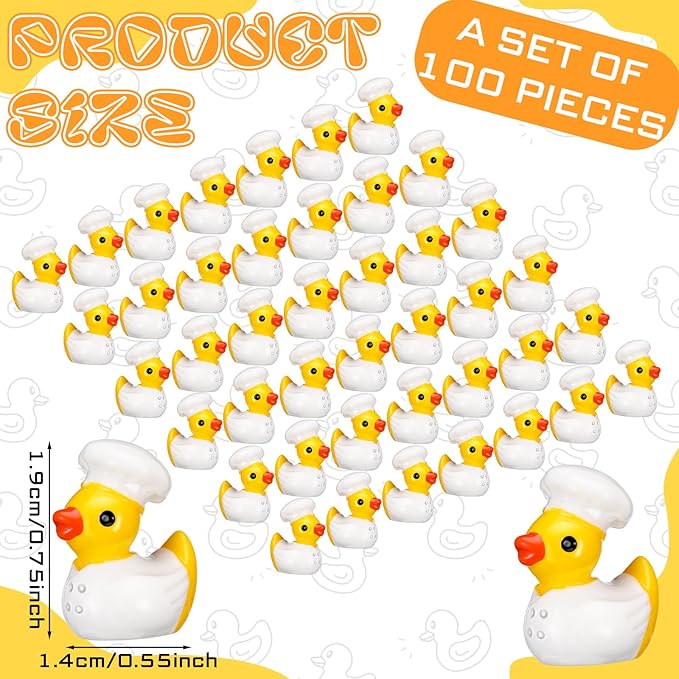 100 Pcs Themed Ducks Resin Ducks Resin Party Decorations for Crafts Making DIY Miniature Landscape Micro Decor Gifts (Chef)