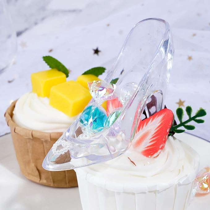 Plastic Mini Cinderella Princess Slippers Glass Heels Party Decorations for Weddings, Birthday Party Favors 3.5 inches