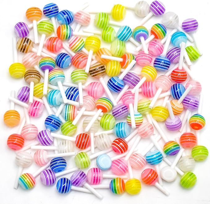 100 Pieces Mini Lollipop for Dollhouse Miniatures Mini Food for Crafts Tiny Resin Things for Dollhouse Mini Kitchen Micro Landscaping Decoration