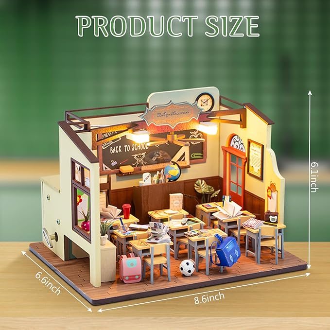 DIY Miniature House Kit, Dollhouse Kit with LED Light, Mini House Building Kits for for Adult to Building, Christmas Home Decorations Gifts for Family and Friends, Classroom
