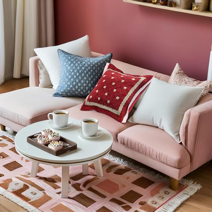 LOGOFUN 2pcs Miniature Dollhouse Throw Pillows Mini Soft Silk Sofa Cushions Model for Living Room Decoration Doll Accessories