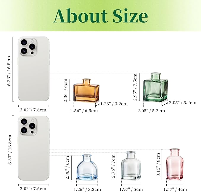 Small Glass Bud Vases for Centerpieces - Hewory 20pcs Colored Sturdy Cute Flower Vases Bulk, Mini Bottle Vase for Wedding Home Decor Birthday Party Events Mother's Day Bridal Shower Gifts Table Decor