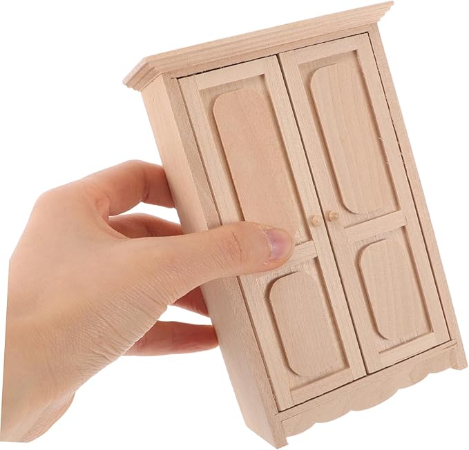 Dollhouse Miniature Wooden Cabinet Elegant Storage Shelves for Collectible Display and Dollhouse Decoration for Miniature Scenes and Home Decor