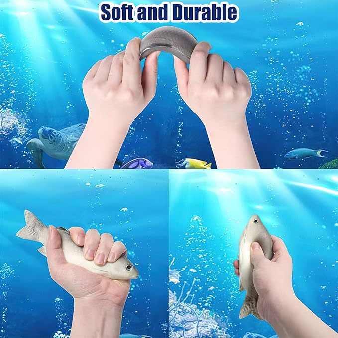 BigOtters 4PCS Fake Fish, Plastic Fishes Artificial Sea Fish Pretend Kitchen Food Decor Photography Props Party Favor
