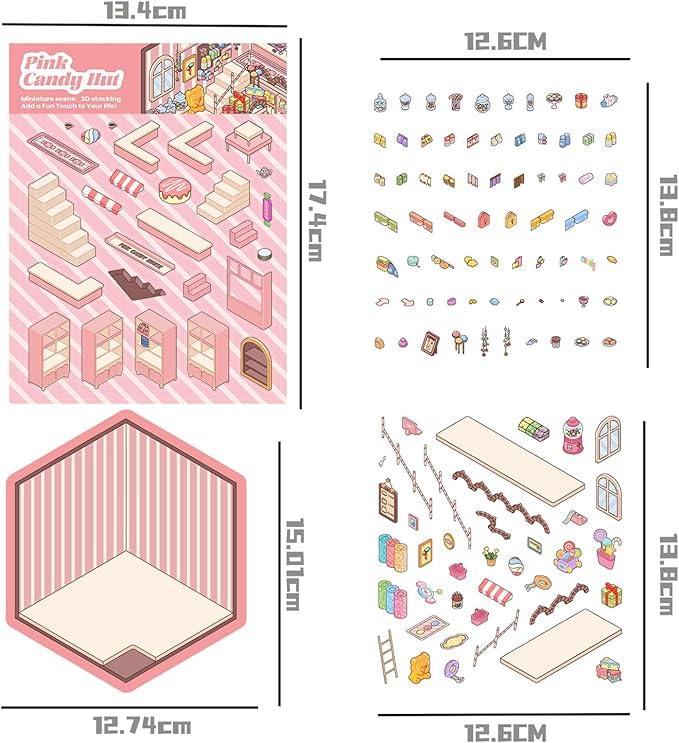 DIY 3D Sticker Scene,6 Sets of Kawaii Miniature Scenic House Stickers,Cozy Room Stickers Therapy Scenes for Adults and Kids Stress Relief Pass The Time and Gifts (Z-2)