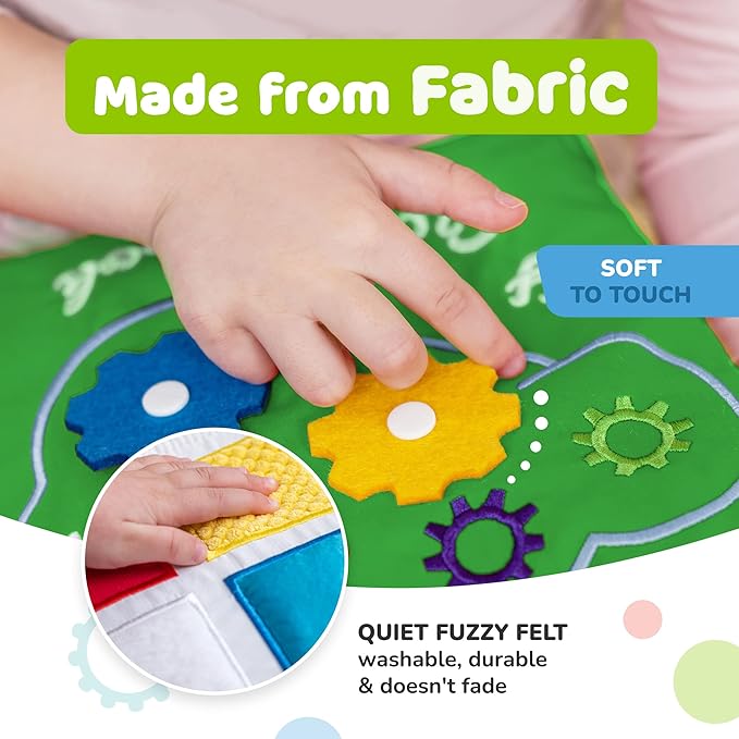 deMoca Montessori Busy Book Toddler Travel Toys 1-3, Activity Quiet Book Airplane Travel Toys for Toddlers 1-3, Busy Board with Car and Plane Activities, Gift for Boys & Girls