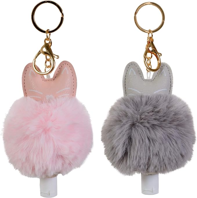 Dreams and Whispers Faux Fur Ball Pom Pom Key Chain Ring for Women Bag Pendant