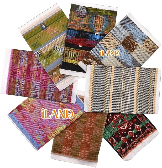 iLAND Miniature Dollhouse Accessories of Carpet for Dollhouse Furniture on 1/12 Scale and 3” - 12” Dolls, Woven Dollhouse Rugs 6” x 3.8” (2pcs Fragrance)