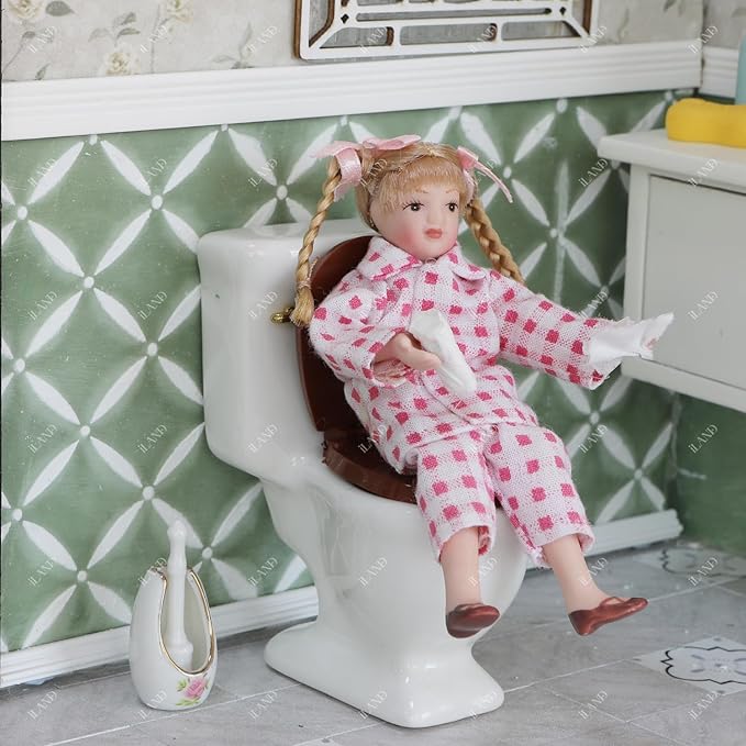 iland Dollhouse People for 1 12 Scale Accessories Miniature 6 inch Dolls for Doll House Little People Figures Mini Dollhouse Family Set Porcelain Action Figures Cute Realistic