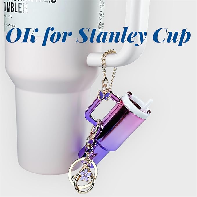 ERTUNA Mini Tumbler Keychain Accessories for Stanley Cup, 2 Way Cute Charms Chapstick Lip Balm Holder for Women Purse Handbag