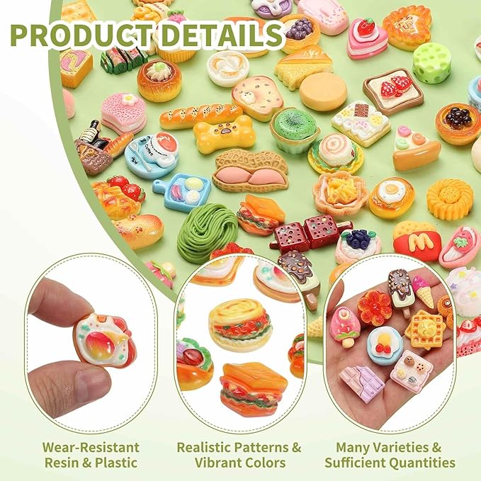 Dollhouse Miniature Food, Cute Mixed Chinese Pork Sandwich Figures Toys Mini Resin Foods Trinkets for Pretend Play Kitchen Cooking Game & Doll House Decor (Mixing Colors, 20pcs)