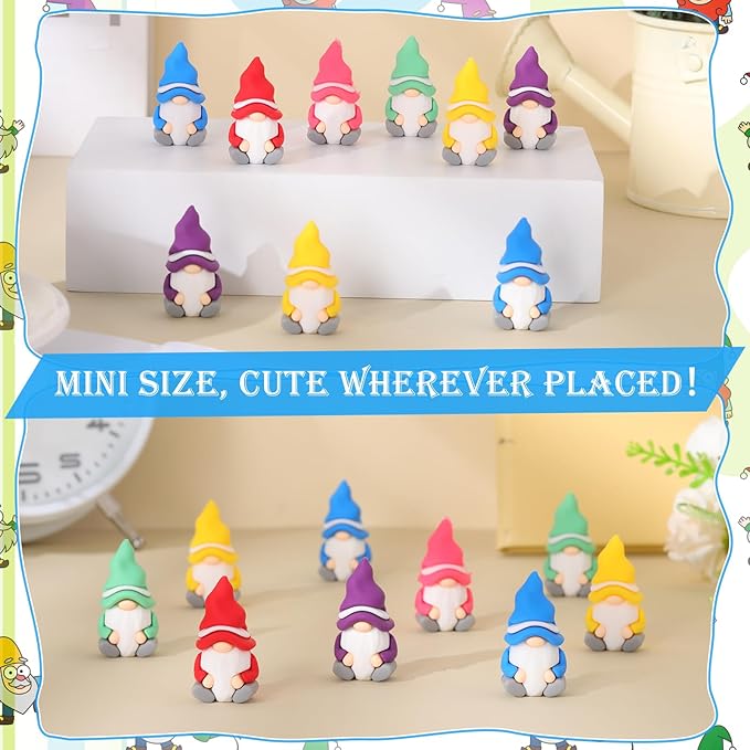 15 Pcs Mini Gnomes Figurines Tiny Fairy Resin Gnomes Statue Garden Bulk for Goody Bag Stuffers Filler Party Favors Gifts Decor Dwarf Statues Garden Dollhouse Micro Landscape Accessories