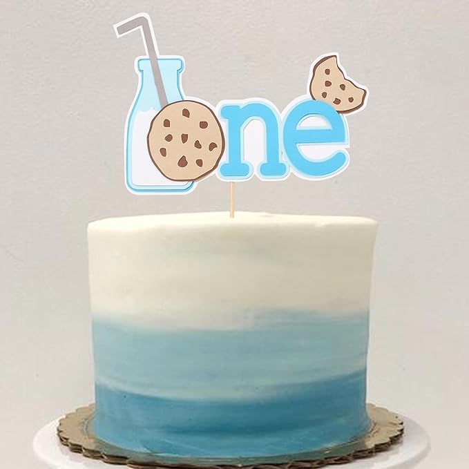 Milk and Cookies one cake topper - Milk and Cookies 1st Birthday Decoration, One Sweet Boy Birthday Decor, Boy FirstBirthday cake topper