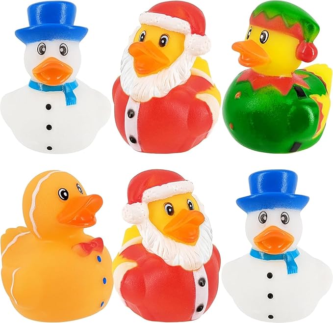 100 Christmas Holiday Rubber Duck Toy Duckies for Kids, Bath Birthday Gifts Baby Showers Summer Beach and Pool Activity, 2" (100-Pack)