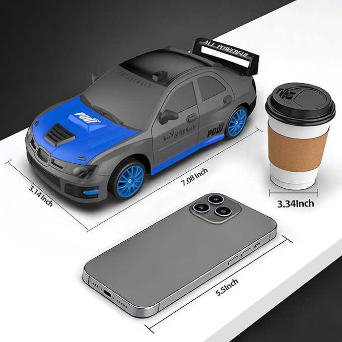 Remote Control Car RC Drift Car 2.4GHz 1:24 Scale 4WD 15KM/H High Speed Model Vehicle with LED Lights Drifting Tire Racing Sport Toy Car for Adults Boys Girls Kids Gift 2Pcs Rechargeable Batteries