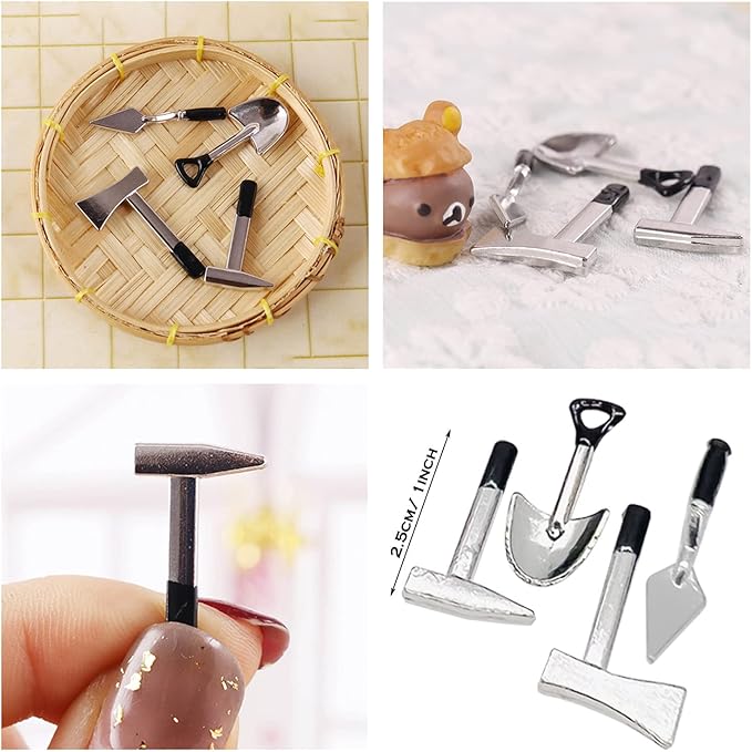 Cayway 16 PCS Mini Dollhouse Set - Garden Tools, DIY Miniature Fairy House Set