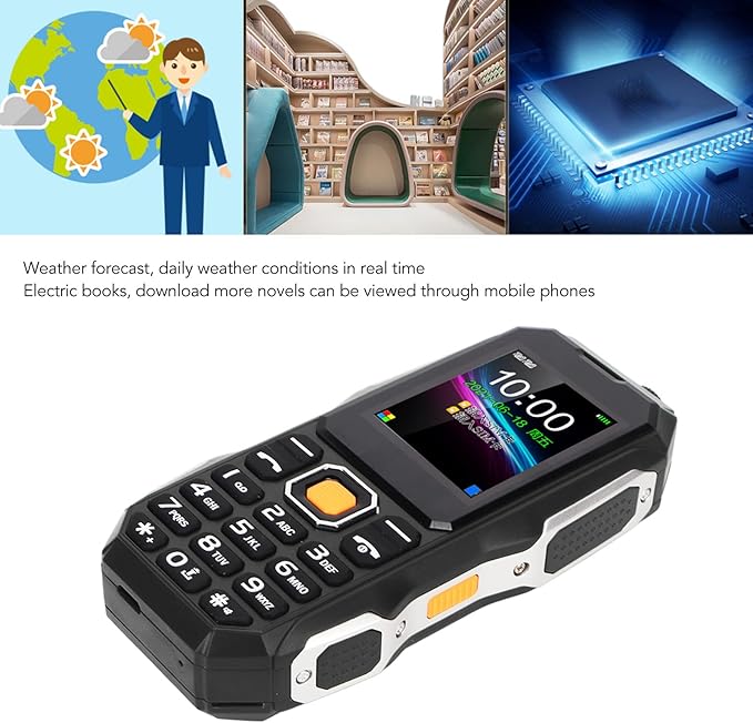 2G Unlocked Rugged Big Phone, Factory Unlocked Phone Seniors Cell Phone with 1.8in Screen BT Connection FM Radio 9 Family Number Large Speaker 5800mAh Batery for Seniors Kids