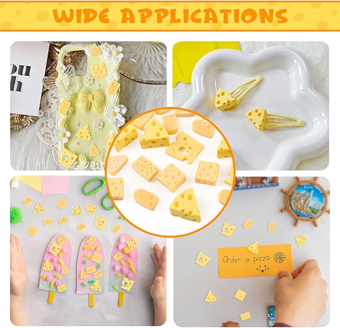 Luckforest Miniature Artificial Cheese, 60 Pcs 6 Styles Fake Cheese Resin Simulation Cheesecake Dessert Food Models for Dollhouse Kitchen Decoration DIY Accessory Photography Props