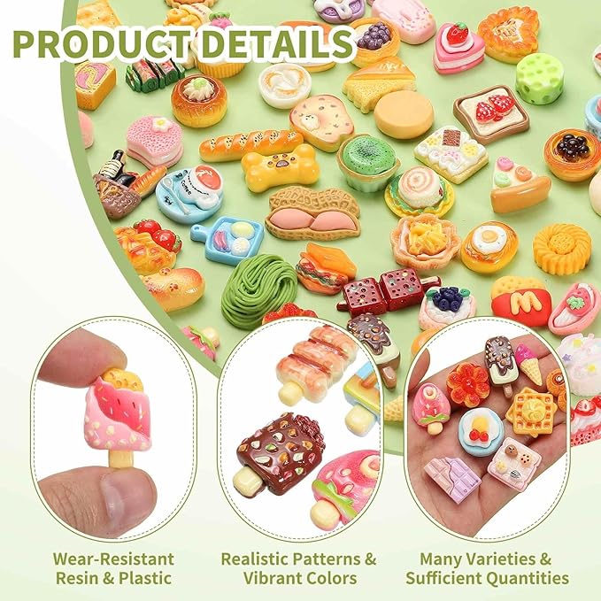 Dollhouse Miniature Food, Cute Mixed Fruit Popsicles Figures Toys Mini Resin Foods Trinkets for Pretend Play Kitchen Cooking Game & Doll House Decor (Mixing Colors, 20pcs)
