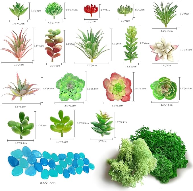 OrgMemory Artificial Succulent Plants, Small Plastic Succulents, Faux Succulents, Suculentas for DIY Garden Decor Succulent Dollhouse Craft Model Miniature Dioramas Miniature Garden Buildings