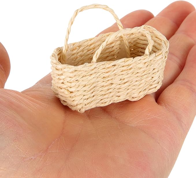 Baluue 3pcs 1:12 Scale Mini House Storage Basket Wicker Basket for Dollhouse Decor
