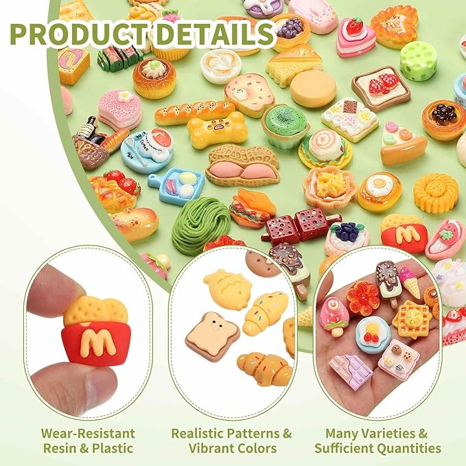 Dollhouse Miniature Food, Cute Mixed Fried Egg Sausage Figures Toys Mini Resin Foods Trinkets for Pretend Play Kitchen Cooking Game & Doll House Decor (Mixing Colors, 20pcs)