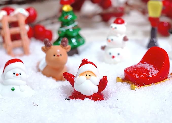 12 Pcs Mini Christmas Figurines – Resin Santa, Snowman, Reindeer & Xmas Decor Set for Miniature Scenes, Crafts, Dollhouse Ornaments & Holiday Table Decorations
