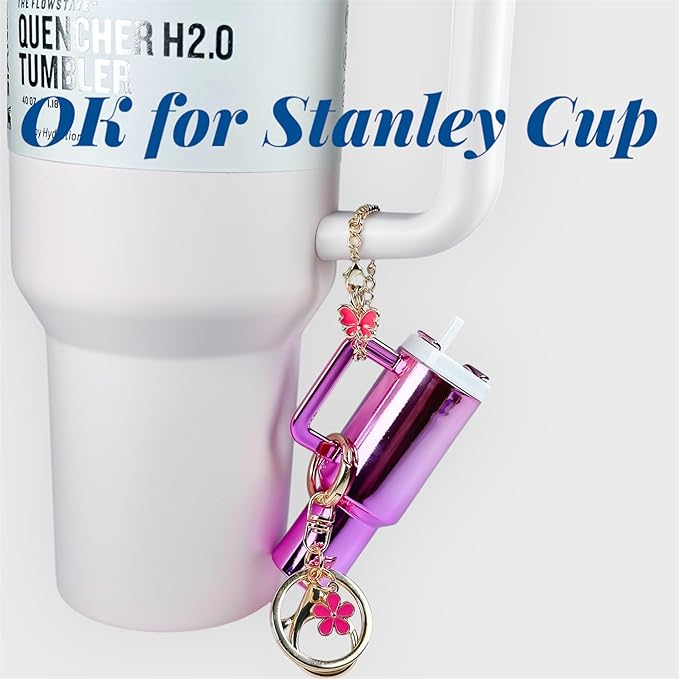 ERTUNA Mini Tumbler Keychain Accessories for Stanley Cup, 2 Way Cute Charms Chapstick Lip Balm Holder for Women Purse Handbag