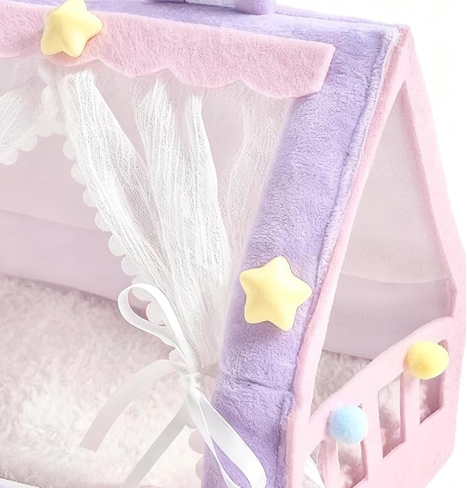 Mini Doll Tent Bed | Adorable Miniature Tent House Crib | Nursery Accessory Decorative Toy for Dolls & Stuffed Animals for Kids Girls Pretend Play