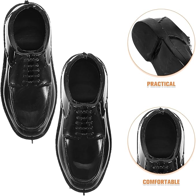 Ciieeo 1/6 Scale Men Doll Shoes Miniature Black Plastic Shoes for Dollhouse Games and Micro Landscape Decorations