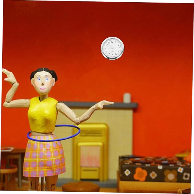 TOYANDONA Miniature Clock Model Models Furniture Tiny House Accessories House Floor Clock Doll House Scene Decoration Doll House Decor Miniatures White Wall Clock Alloy.Glass.Paper Props