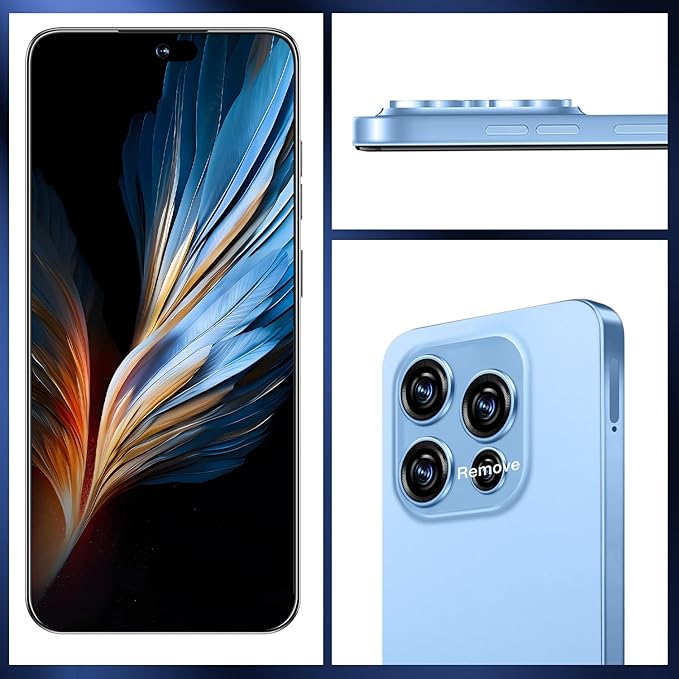 OEJBK 16PROMA X Smartphone New Upgrade 16GB+512GB/6.99" Display 68+108MP Zoom Camera,Tempered Glass Finish, 7000mAh Android 14 Smartphone (Blue)