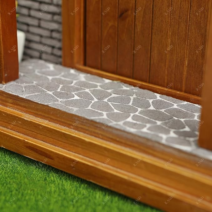 iLAND Dollhouse Accessories Miniature Brick Wall 3D Stones ＆ Flooring DIY Kits, Dollhouse Brick Molding for Flooring Diorama