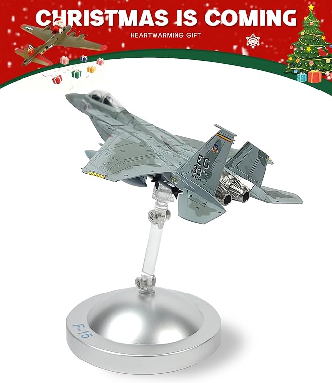 1/100 F-15C Eagle Metal Airplane Model Kits with Stand Gulf Spirit Diecast Alloy Fighter Model Jet Military Aircraft Collection for Adult Display or Gift