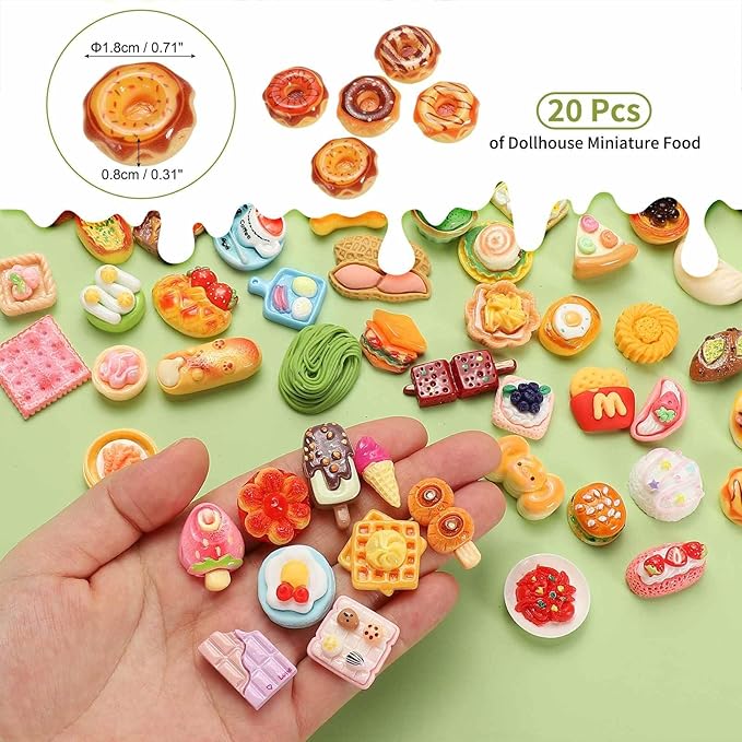 Dollhouse Miniature Food, Cute Mixed Chocolate Bread Figures Toys Mini Resin Foods Trinkets for Pretend Play Kitchen Cooking Game & Doll House Decor (Mixing Colors, 20pcs)