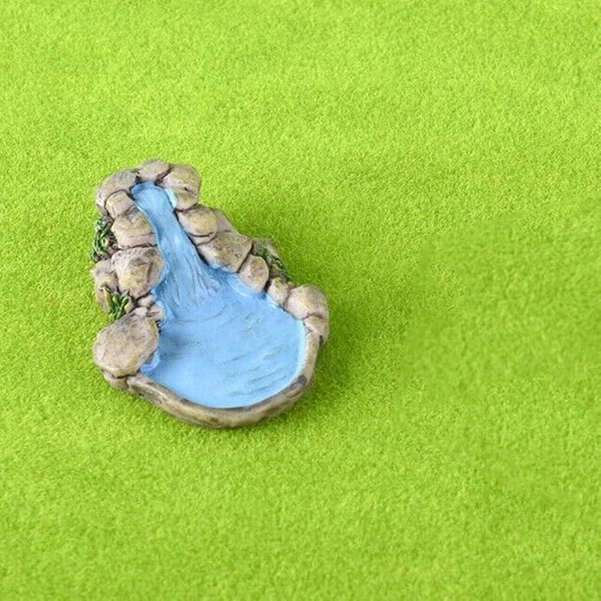 Blue DIY Miniature Water Pool Fairy Garden Decor - Antique European Manor Style Mini Pond Landscape Ornament for Dollhouse Village and Outdoor Crafts