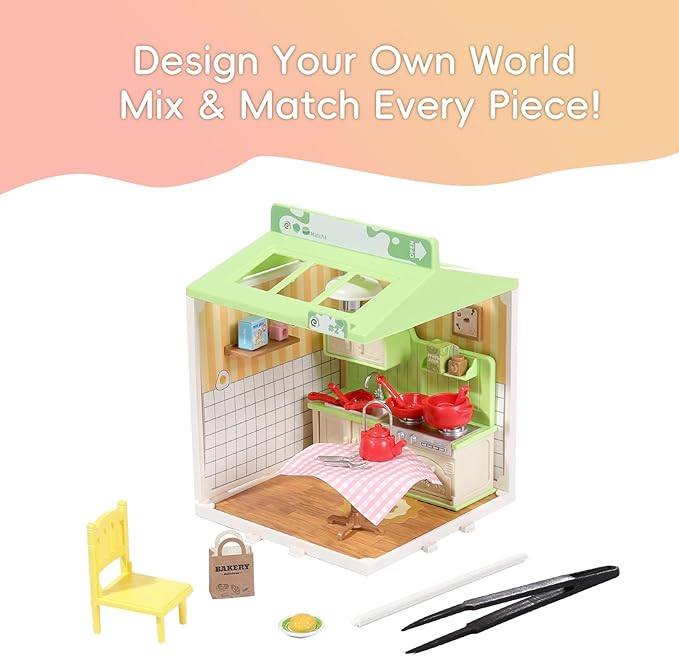 DIY Miniature House Play Kit, Playhouse Toys for Boys and Girls, Home Scene Toys, Suitable for Children Aged 345678, immersive Experience of Life Scenes (Happy Meals Kitchen)