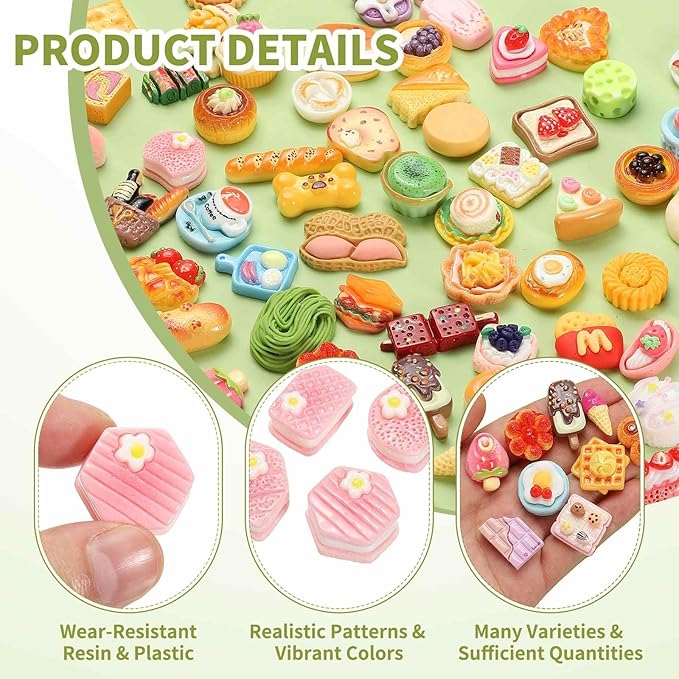 Dollhouse Miniature Food, Cute Mixed Cherry Blossoms Cookies Figures Toys Mini Resin Foods Trinkets for Pretend Play Kitchen Cooking Game & Doll House Decor (Pink, 20pcs)