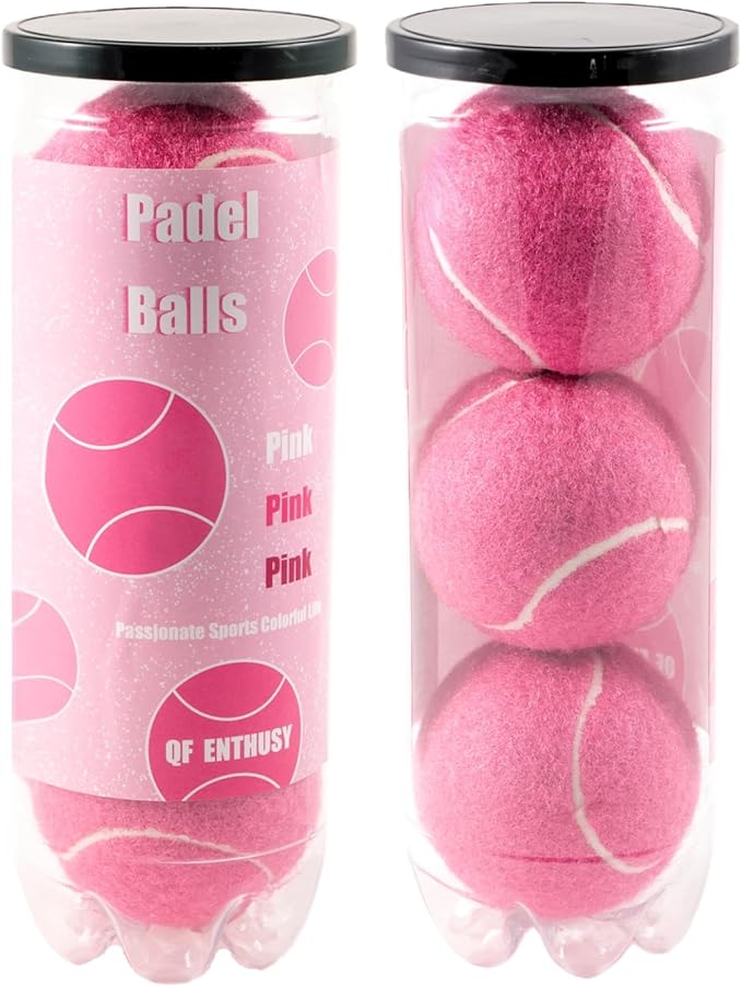 QF ENTHUSY Pink Tennis Balls, 3 Pack Colored Tennis, Suitable for Beginner, Training, Matches & Practice Sessions