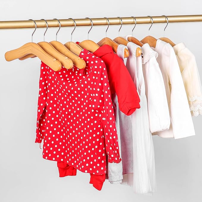 20pcs Baby Wooden Hangers, 10.6" Toddler Kids Children Wooden Hangers,Pet Clothes Hangers