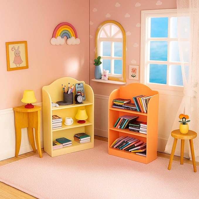 1:12 Scale Mini Office Desk Set Including Mini Computers Desks Computer Accessories Storage Racks Books Desk Lamps Glasses Headphones Mobile Game Controllers Etc Suitable For Displaying Ideal Gifts