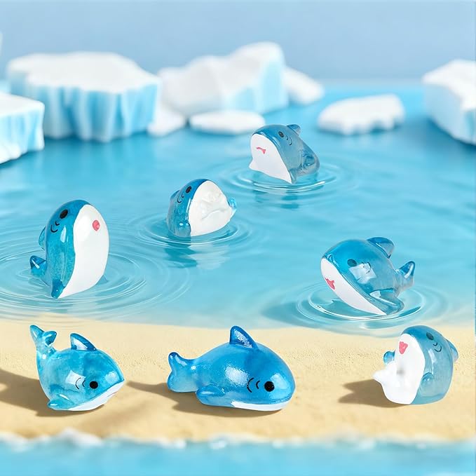 21 Pieces Mini Shark Sea Animals Tiny Resin Animals for Dollhouse Fairy Garden Landscape Aquarium Party Decoration