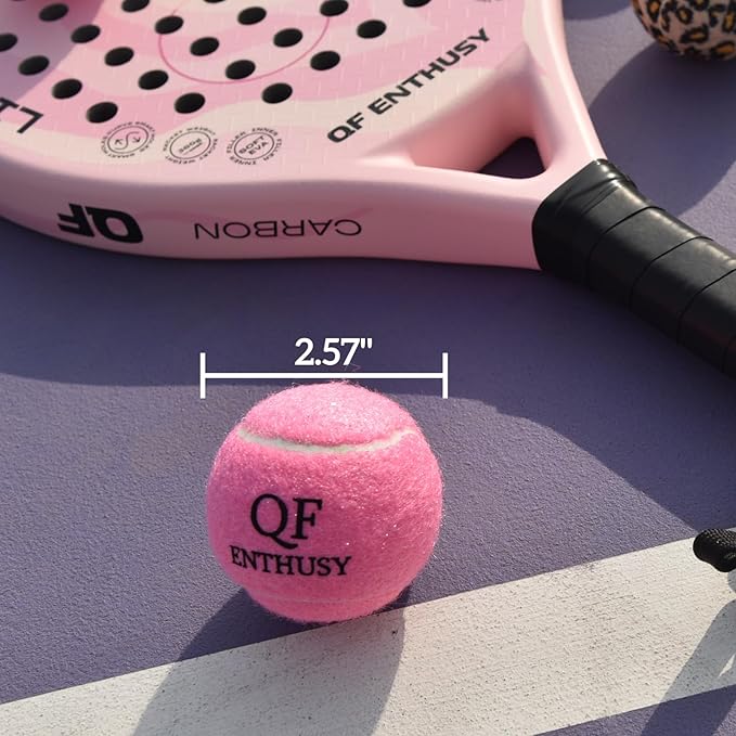 QF ENTHUSY Pink Tennis Balls, 3 Pack Colored Tennis, Suitable for Beginner, Training, Matches & Practice Sessions