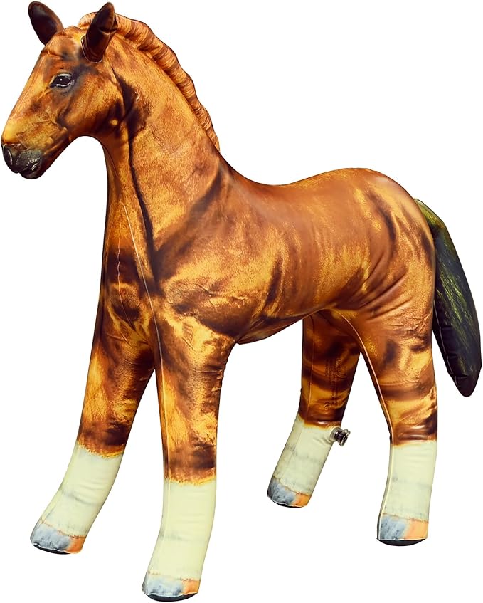 Jet Creations 38" L, Inflatable Horse Toys, Golden Brown Blow-Up Horse Toy Figure for Decoration or Play, Livestock Theme Party, Birthday, VBS, Photo Prop, Thanksgiving, Christmas Winter
