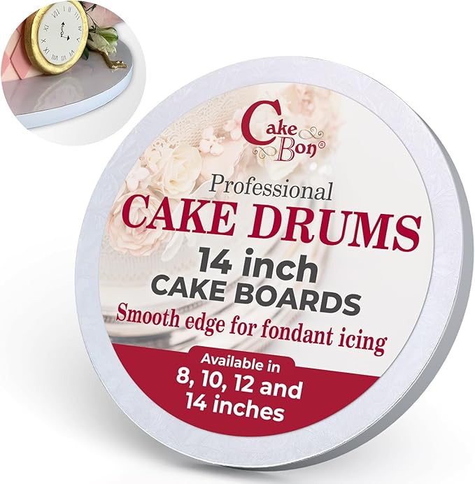 Cakebon Round Cake Boards - Sturdy 1/2 Thick Drums - 14 Inch Professional Smooth Straight Edges White 6-Pack