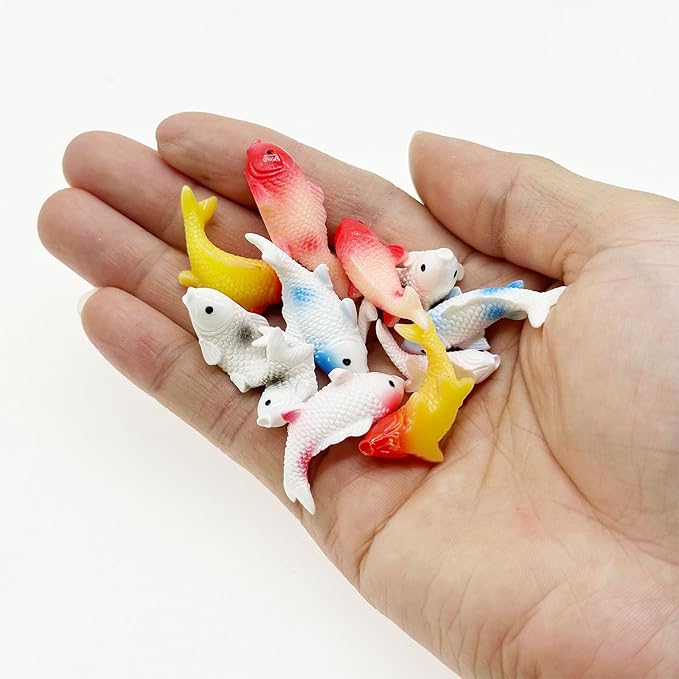 Cayway 20 PCS Miniature Goldfish, Mini Goldfish Decor Resin Goldfish Model Decorative Statues Fairy Garden Animals for Plant Pots Bonsai Craft, Micro Landscaping Decoration
