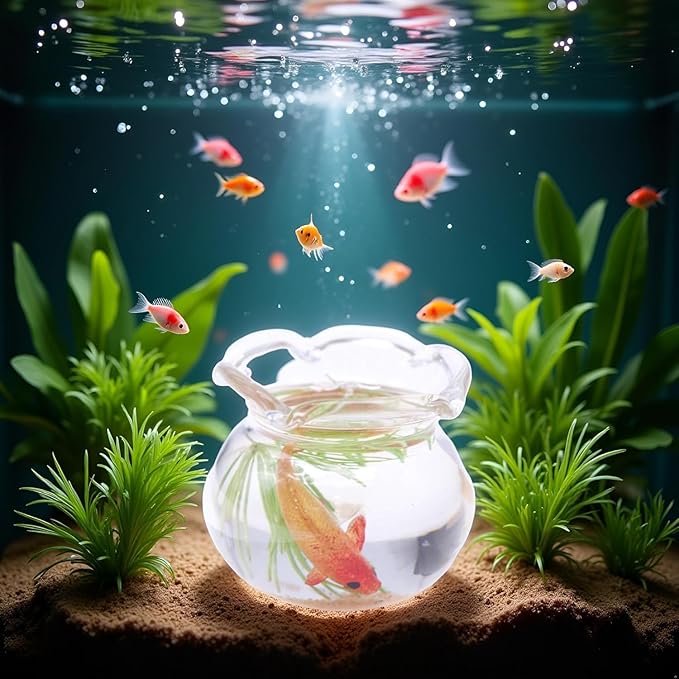 2Pcs Multicolour Mini Round Fish Tank Realistic Glass Decor for Dollhouse Display Captivating Miniature for Crafts Ornaments Handmade Landscape,Miniature Goldfish Bowls,Dollhouse Accessories(Gold)