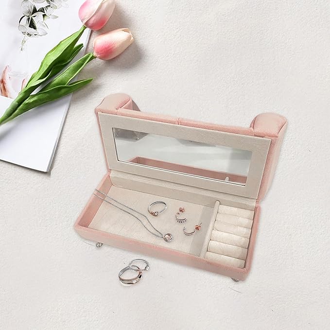 1/6 Scale Dollhouse Sofa, Miniature Sofa with Pillows, Jewelry Box Organizer, Modern Dollhouse Furniture, Artificial House Room Scene Decoration, Furniture Model for 12inch Dolls Accessories